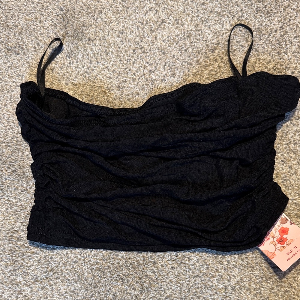 SHEIN Black Ruched Camisole Top